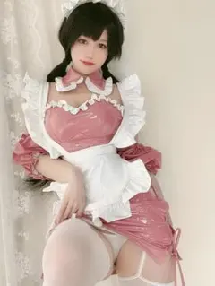 オリジナルコスプレ衣装 エナメル ピンクメイド服 歪萌舎