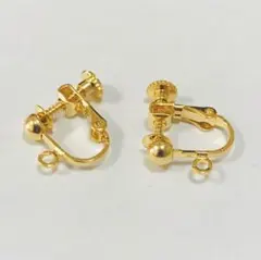 【H-07】半玉イヤリング ネジ式 ゴールド