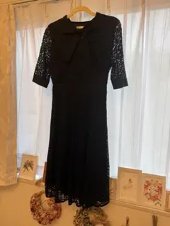 週末sale☆TOCCAレース ブラックワンピース 半袖美品