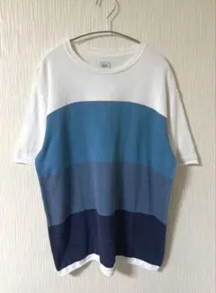 graniph グラニフ グラデーションボーダー 半袖ニットTシャツ ブルー系のサムネイル