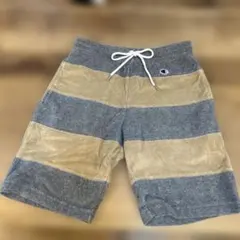 Champion パイル地 ボーダー ハーフパンツ M