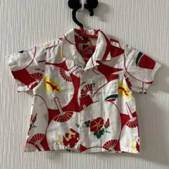 ミキハウス オールド 総柄シャツ 半袖 80 レトロ 日本製