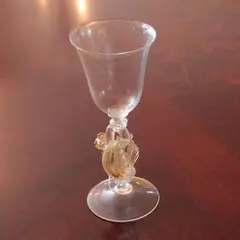 希少】ムラーノガラス ドルフィンステム ワイングラス 2客セット 金彩