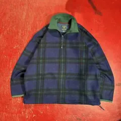 90s CHAPS RALPH LAURENブラックウォッチハーフジップフリース