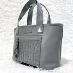 SEE BY CHLOE トートバッグ レザー グレー 大ロゴ A4可能 肩掛け