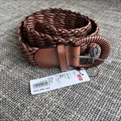 【新品タグ付】ユニクロ ワイドメッシュベルト ブラウン ワンサイズ UNIQLO