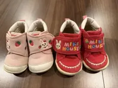 ミキハウス　mikihouse 赤　ウサギ刺繍　12.5センチ