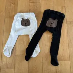 人気BABY GAPベビータイツ 0〜12month クマ柄 ホワイト・ブラック