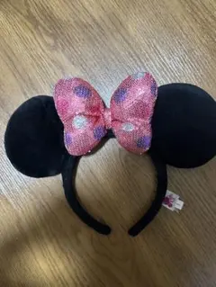 ミニー　カチューシャ ピンクリボン スパンコール