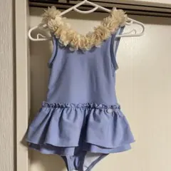 プティマイン　お花モチーフワンピース水着（水色）