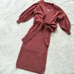 【2点セット】シールームリン キャミワンピ＆カーディガン もこもこ ピンク