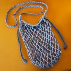 ブラウン ネットバッグ 編み込みデザイン ショルダータイプ即購入可能！