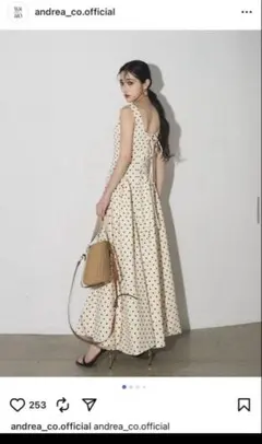 ANDREA＆Co. バッグレースアップドットワンピース