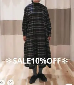 Samansa Mos2 rhythm チェックバンドカラーワンピース