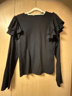ZARA ブラック フリル長袖トップス L