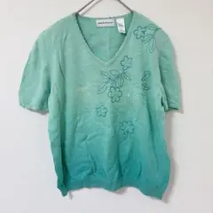 alfred dunner【M】ミントグリーン 半袖ニット