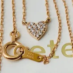 agete k18 ネックレス ダイヤモンド パヴェ ハート - メルカリ
