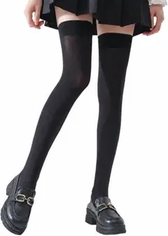 ニーハイソックス 黒 70cm 120デニール 滑り止め付 オーバーニー