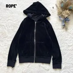 ROPE ロペ ベロアショート丈パーカー ダブルジップ ストーン付き セレブ