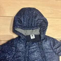 【プチバトー】花柄フード付きジャンプスーツ6m/67cm ネイビー