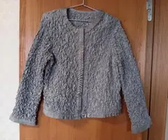美品■HIROKO BIS ノーカラージャケット長袖 グレー　 サイズ13AB