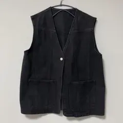 ブラック デニムベスト ジレ