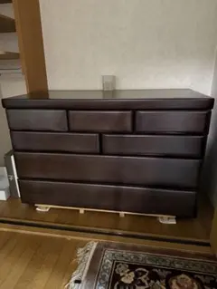 【最終お値下げ】木製ダークブラウンチェスト 6引き出し