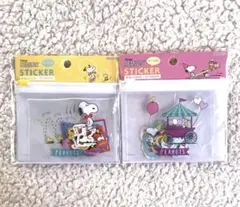 スヌーピー ケース付きステッカーセット　黄✖️ピンク　セット