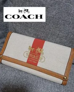 【COACH】 コーチ キャンバス ファスナー 長財布