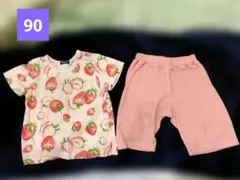 Moujonjon ストロベリー柄 ベビーパジャマ 90cm