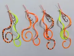 タイラバ　激シブ極細ダブルカーリー ネクタイ　３段針　フック付４個セット ②