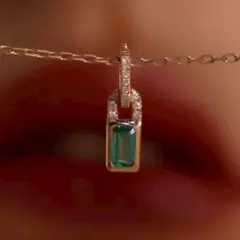 X721 ネックレス レディース エメラルド ダイヤ ゴールド k18 S925
