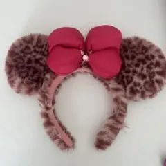 ディズニー ミニーちゃん ヒョウ柄カチューシャ ピンク 24時間以内発送〇