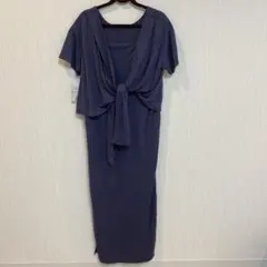 新品タグ付⭐︎ナノユニバース定価8500円バックシャンマキシワンピースネイビー