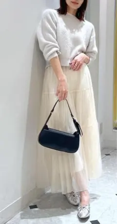 ROPÉPICNICティアードスカート t38 トールサイズ 白 ドット