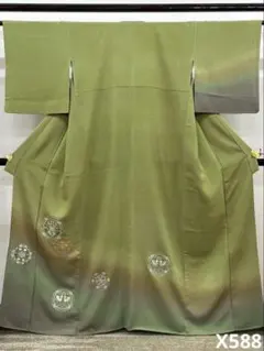 蘇州刺繍 汕頭刺繍 付け下げ 暈し染 鳥 くすみカラー 正絹 X588