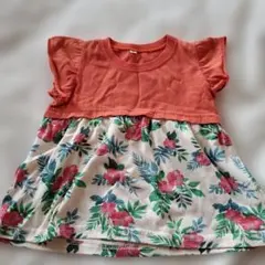 花柄付きオレンジトップス 90cm チュニック