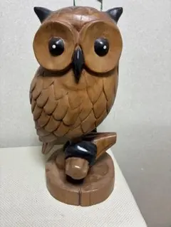 木製フクロウ彫刻 約30cm 高 - メルカリ