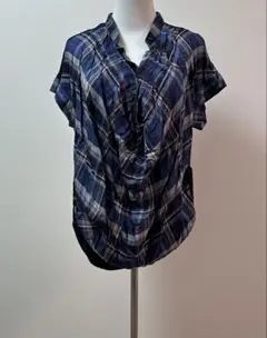 【新品・未使用】ATSURO TAYAMA 半袖 チュニック ネイビー チェック