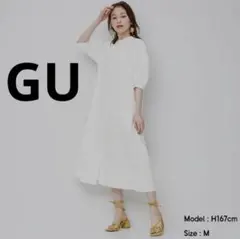 GU バンドカラーシャツワンピース(5分袖)Q