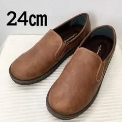 美品✨フィアンミーフェロ ブラウン 24㎝ レザー スリッポン 履きやすい 靴