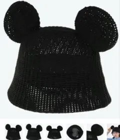 ミッキー耳付きハット 58cm　メッシュ　バケハ