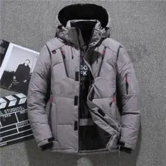 ダウンジャケット フード付き グレー