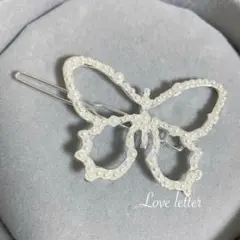 No.554 バタフライパールヘアピンヘアクリップ1点 シルバー 韓国 蝶々