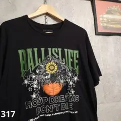 ボールイズライフ 花 バスケ L 黒Tシャツ US古着 スポーツ