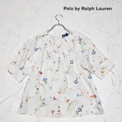 テッドベイカー】フリルペプラムブラウス ブルー系 花柄リボン 