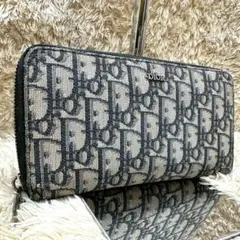 【美品 現行】DIOR 長財布 トロッター オブリーク グレー