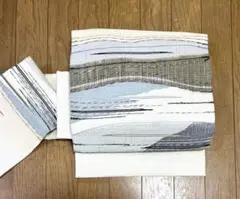 つけ帯 名古屋帯 夏物 正絹 すくい織 中古 白 オフホワイト yzk604