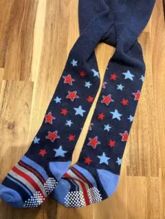 ベビータイツ ネイビー 星柄 滑り止め付き　ベビータイツ85