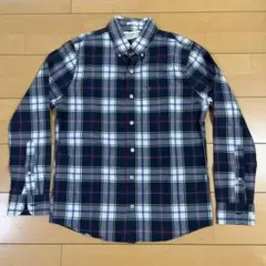 Abercrombie & Fitch メンズチェック柄長袖シャツ 紺Sサイズ！